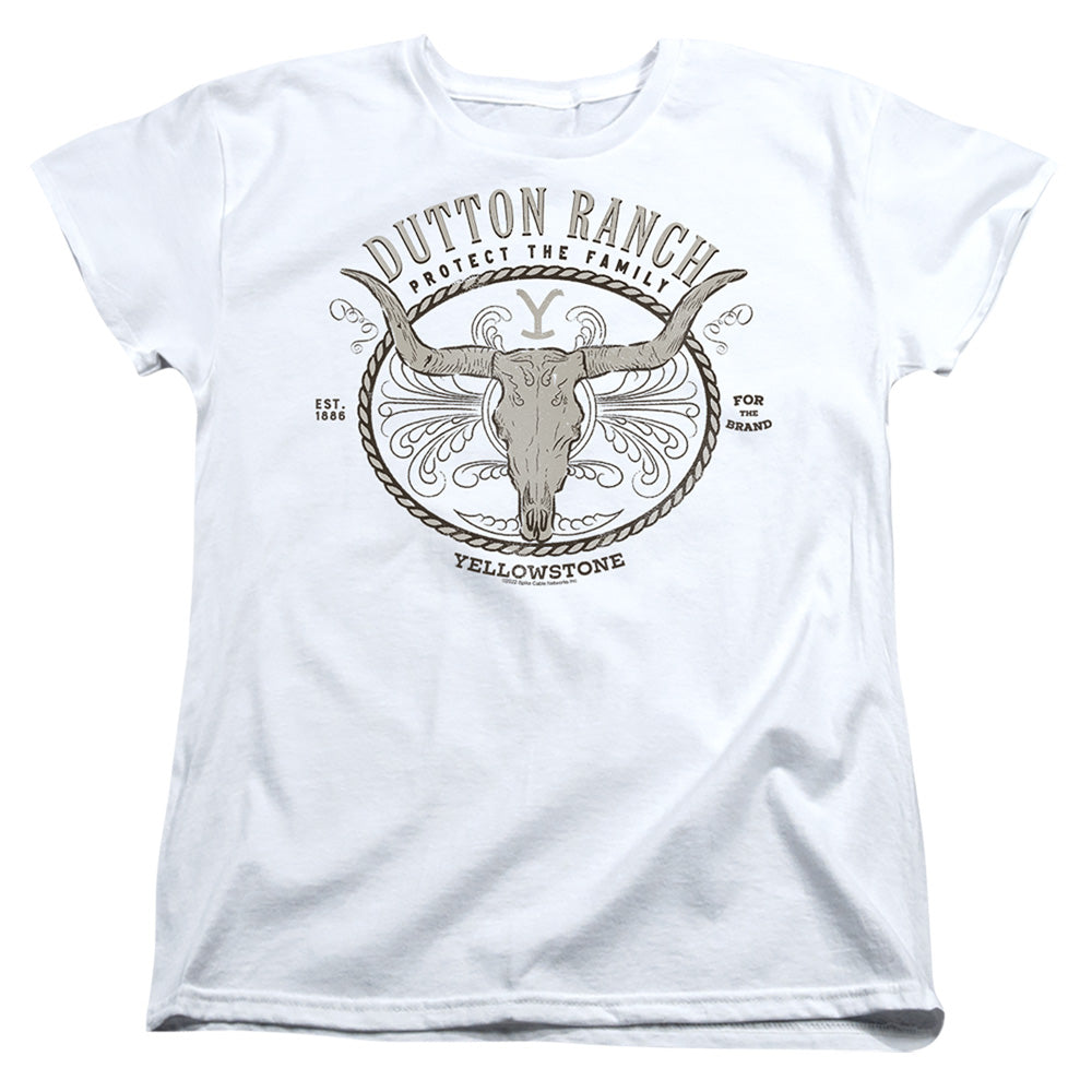 Yellowstone Dutton Ranch Longhorn Skull Womens T-Shirt