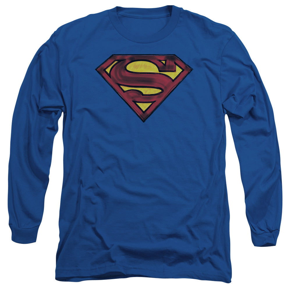 Superman Charcoal Shield Long Sleeve T-Shirt