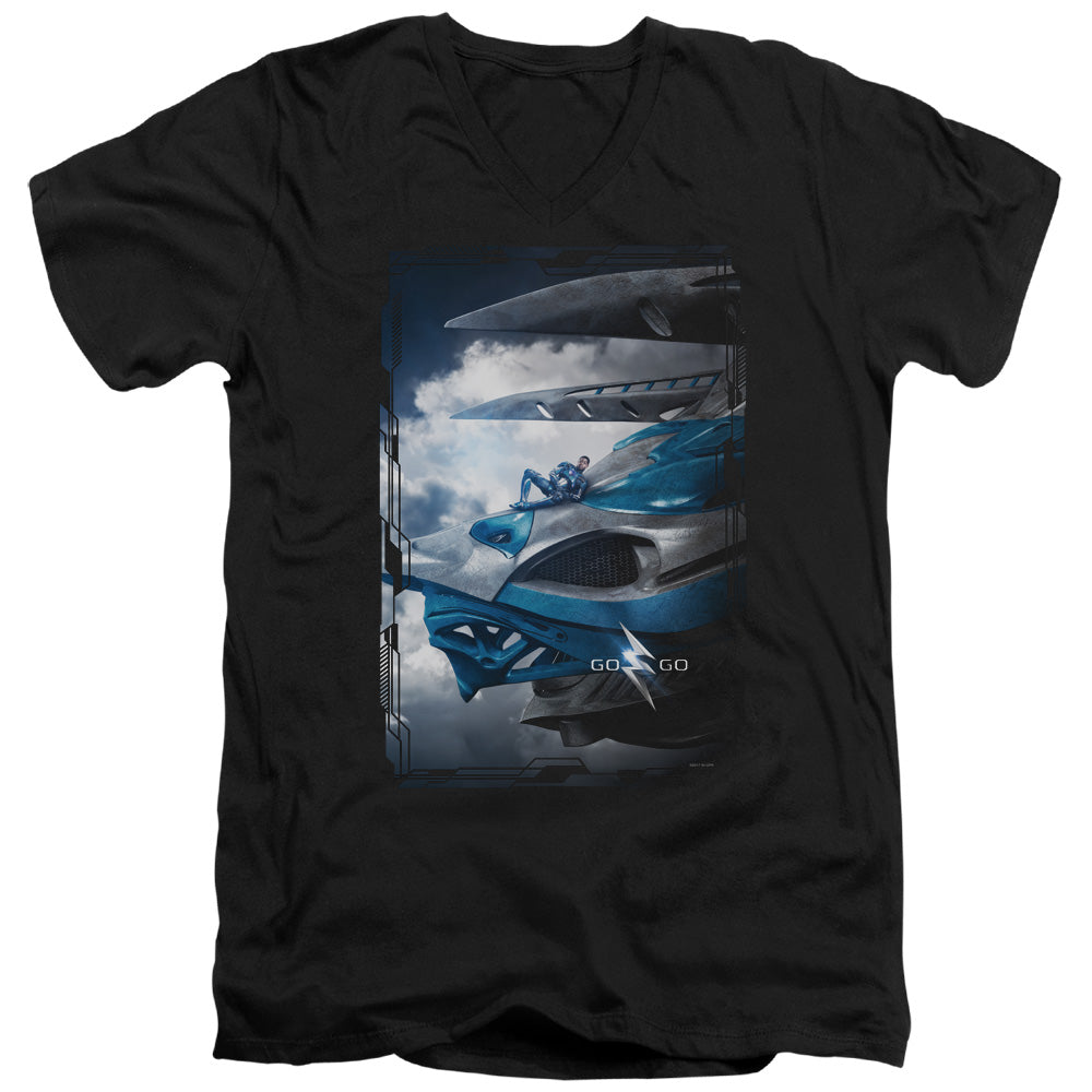 Mighty Morphin Power Rangers: The Movie Blue Zord Poster V-Neck T-Shirt