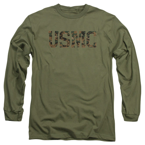 U.S. Marine Corps Camo Fill Military Green Long Sleeve T-Shirt