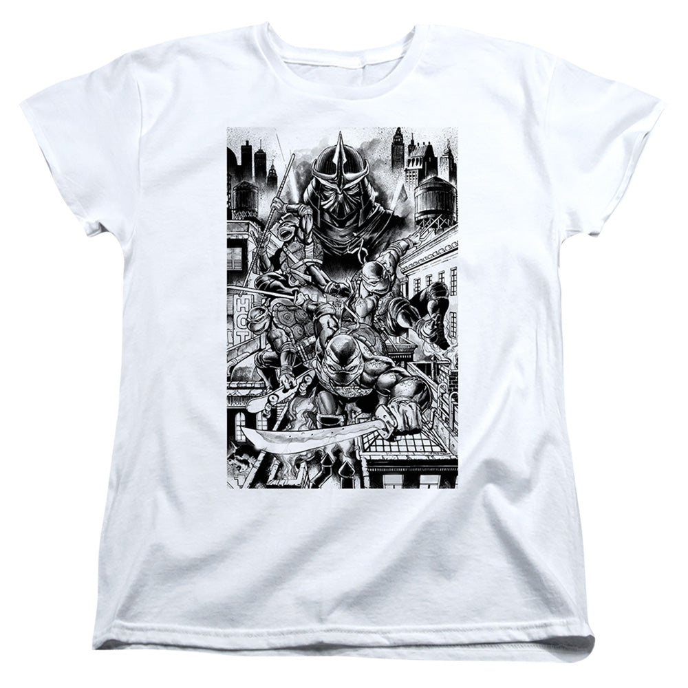 Teenage Mutant Ninja Turtles Take Down Shredder Womens T-Shirt