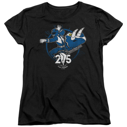 Mighty Morphin Power Rangers Blue 25 Womens T-Shirt
