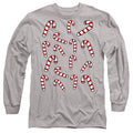 Christmas Candy Cane Crew Athletic Heather Long Sleeve T-Shirt