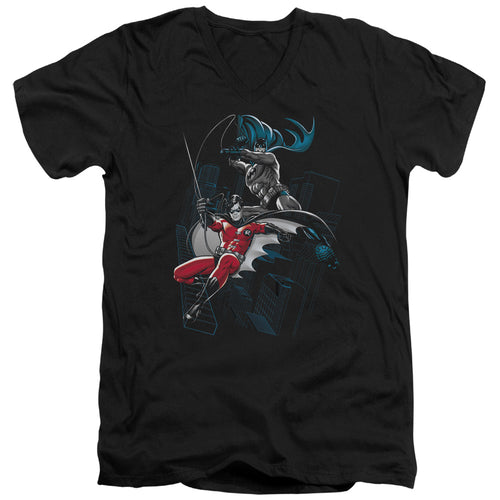 Batman Black And White V-Neck T-Shirt