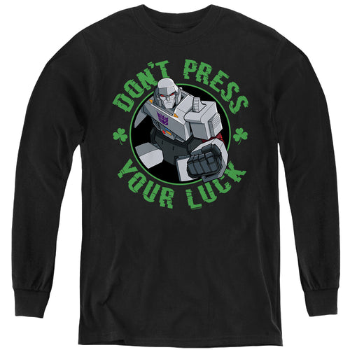 Transformers ST. Patrick's Day Megatron Don't Press Your Luck Youth Long Sleeve T-Shirt