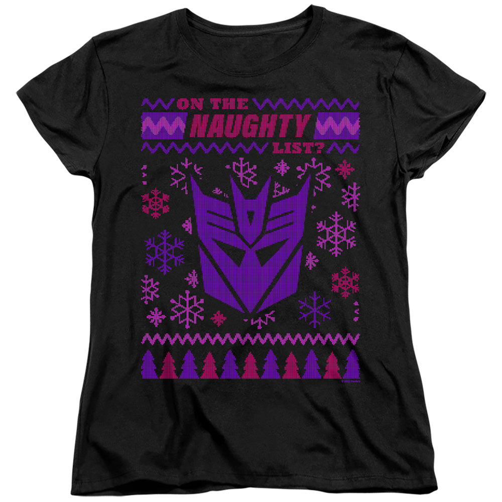Transformers Decepticon Naughty List Ugly Christmas Womens T-Shirt