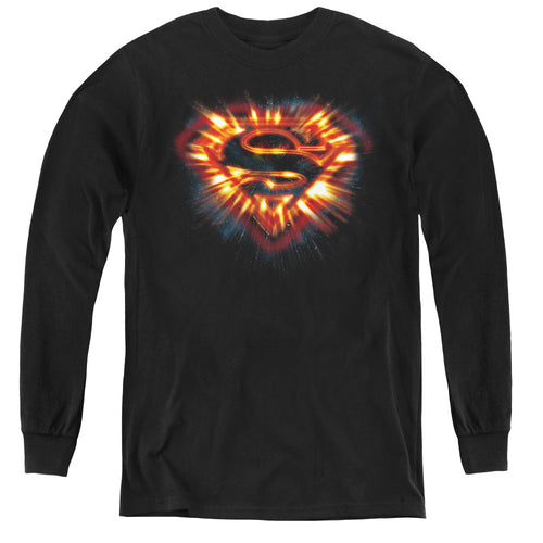 Superman Space Burst Shield Youth Long Sleeve T-Shirt