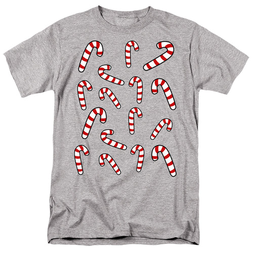 Christmas Candy Cane Crew Athletic Heather T-Shirt