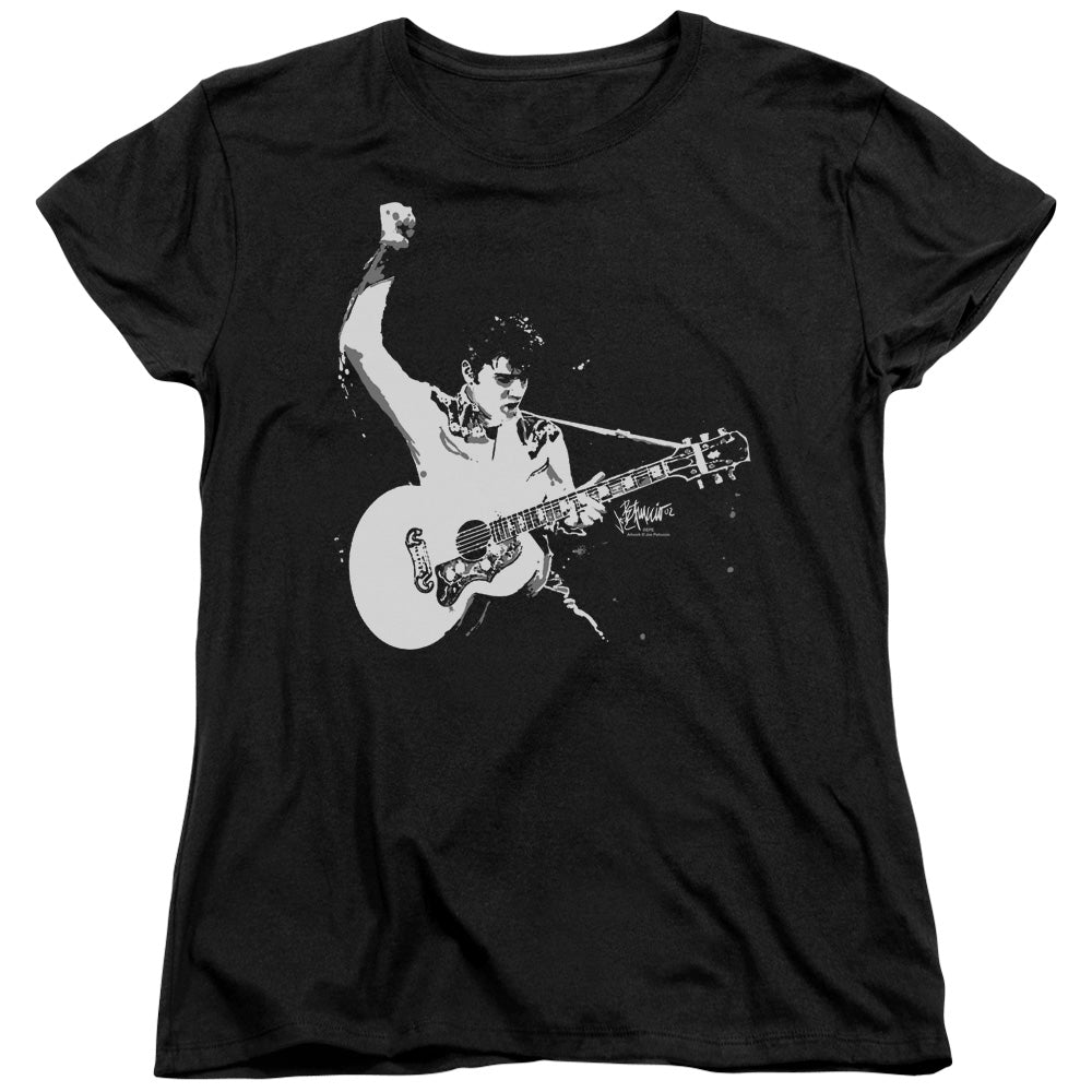 Elvis Presley Black&White Guitarman Womens T-Shirt