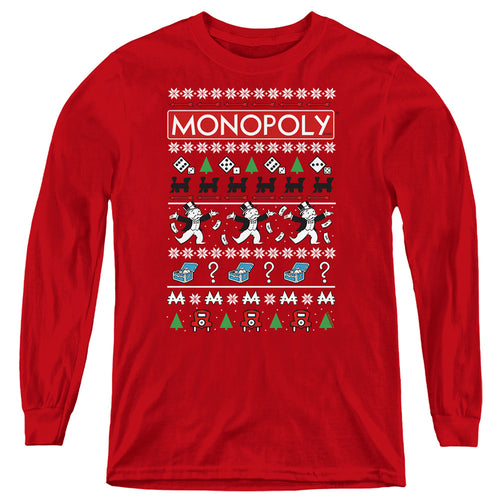 Monopoly Icons Ugly Christmas Youth Long Sleeve T-Shirt