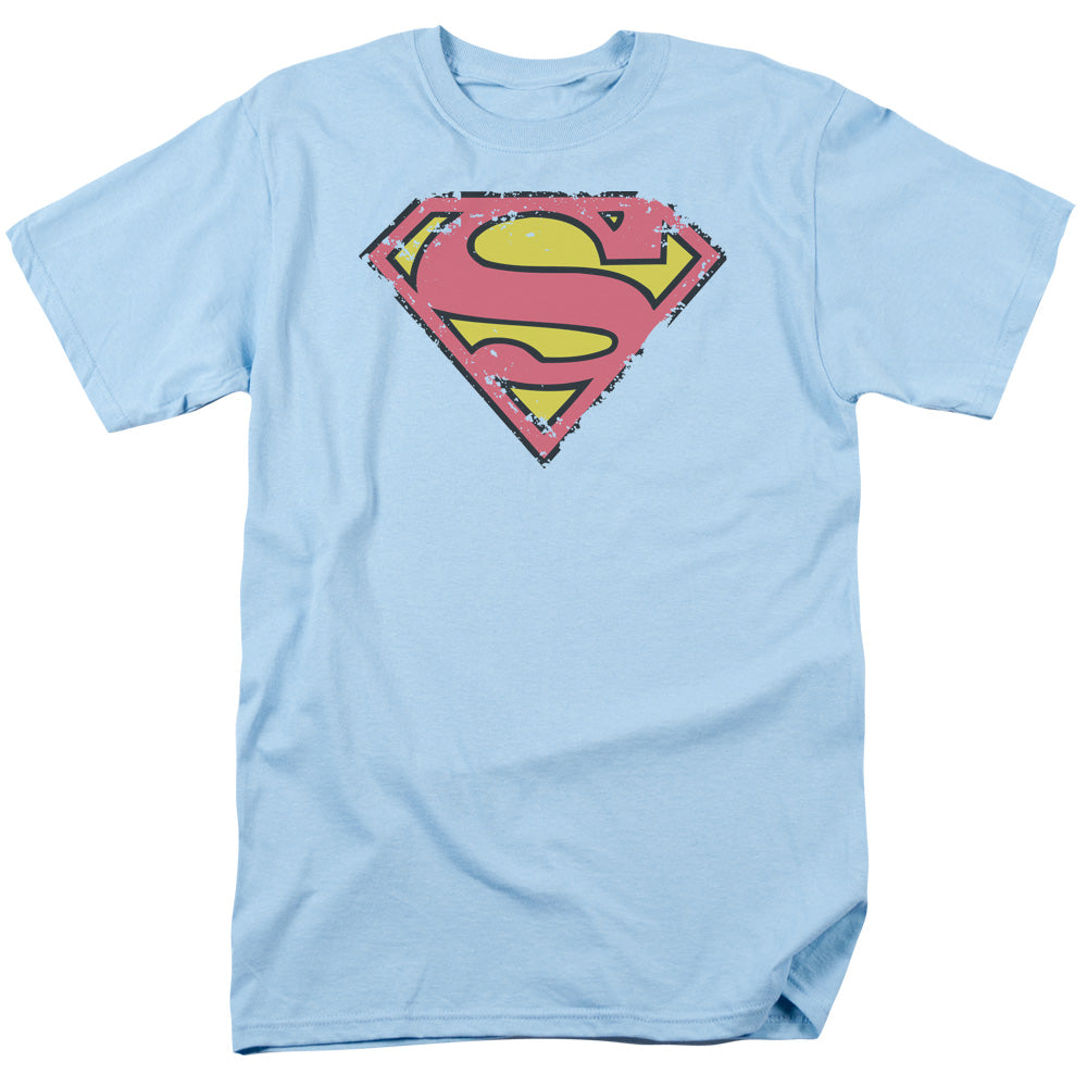 Superman Distressed Shield Light Blue T-Shirt