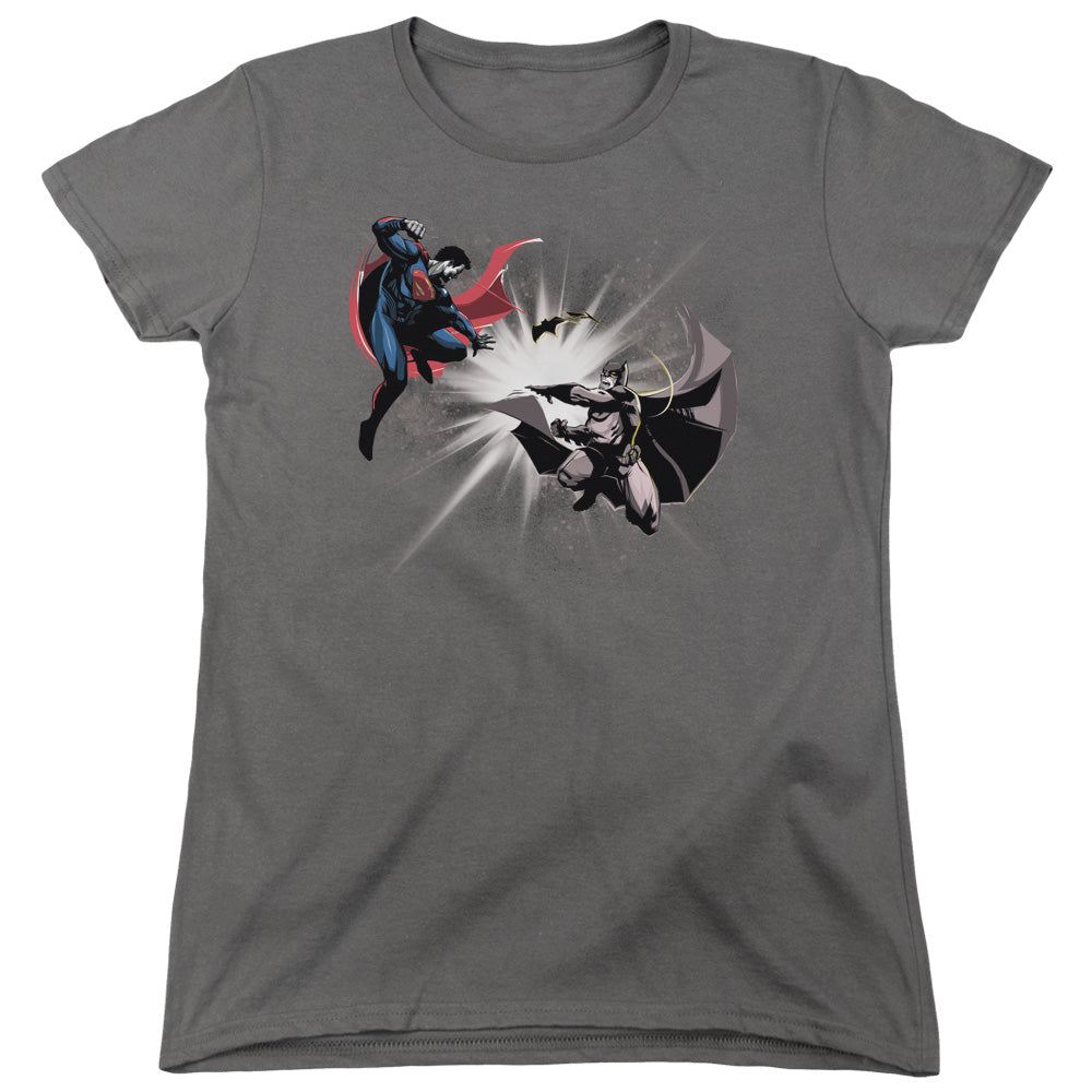 Batman v Superman Fight Burst Womens T-Shirt