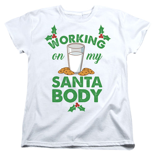 Christmas Working on My Santa Body Womens T-Shirt