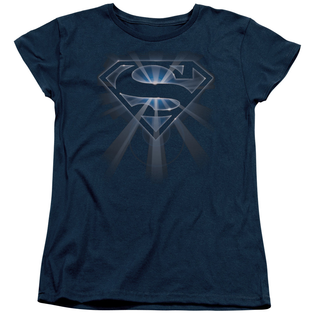 Superman Glowing Shield Womens T-Shirt