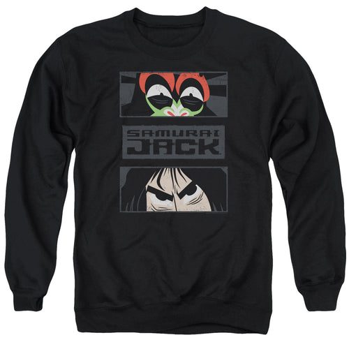 Samurai Jack Stare Down Black Crewneck Sweatshirt