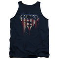 Superman Bleeding Shield Navy Tank Top