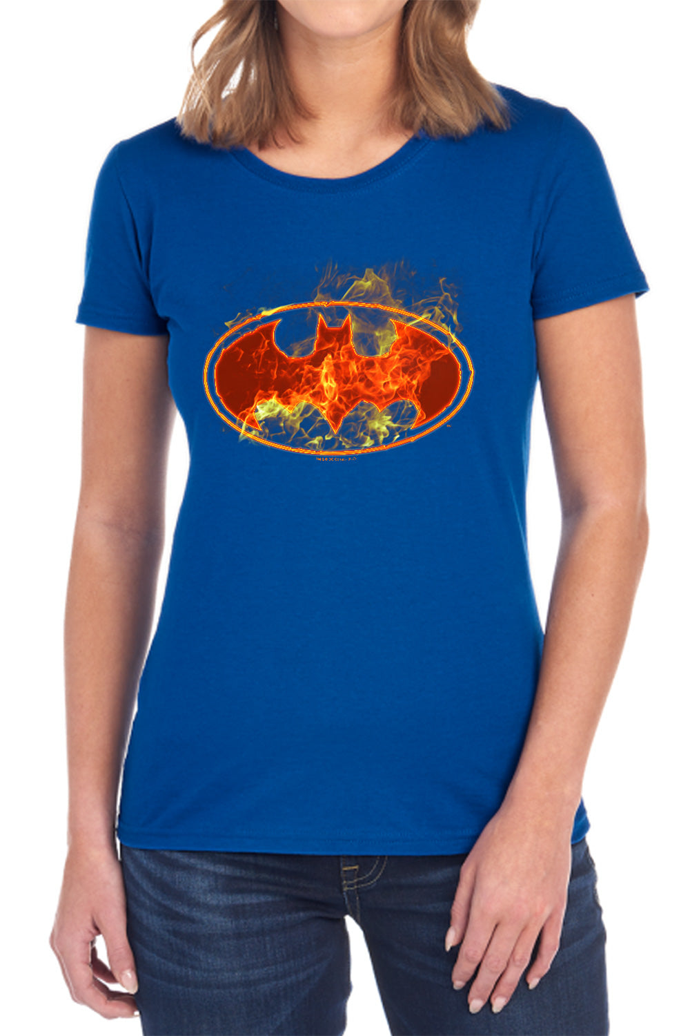 Batman Flames Logo Womens T-Shirt