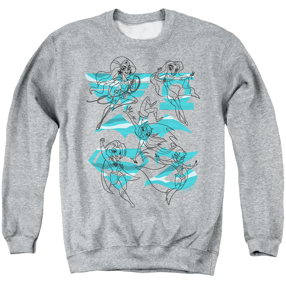 DC Super Hero Girls Line Art Group Crewneck Sweatshirt