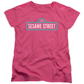 Sesame Street Pink Logo Hot Pink Womens T-Shirt