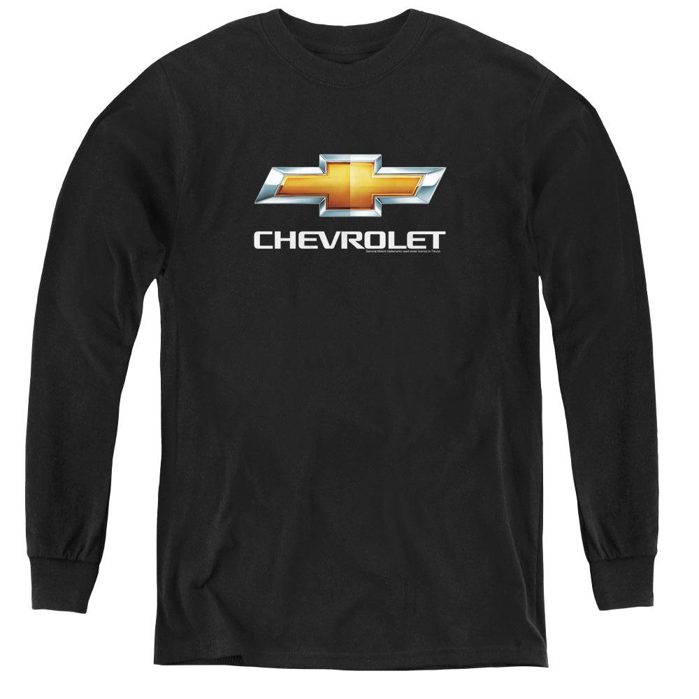 Chevy Bowtie Stacked Black Youth Long Sleeve T-Shirt