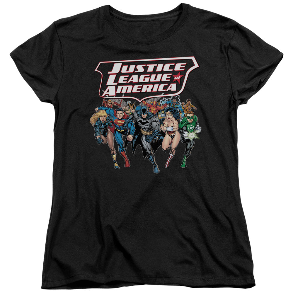 Justice League Charging Justice Womens T-Shirt