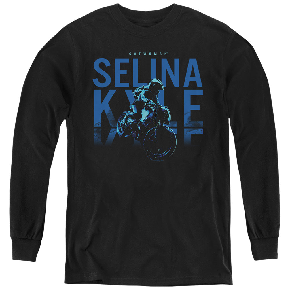 The Batman Selina Kyle Motorcycle Youth Long Sleeve T-Shirt