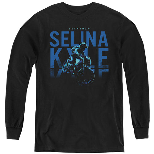 The Batman Selina Kyle Motorcycle Youth Long Sleeve T-Shirt