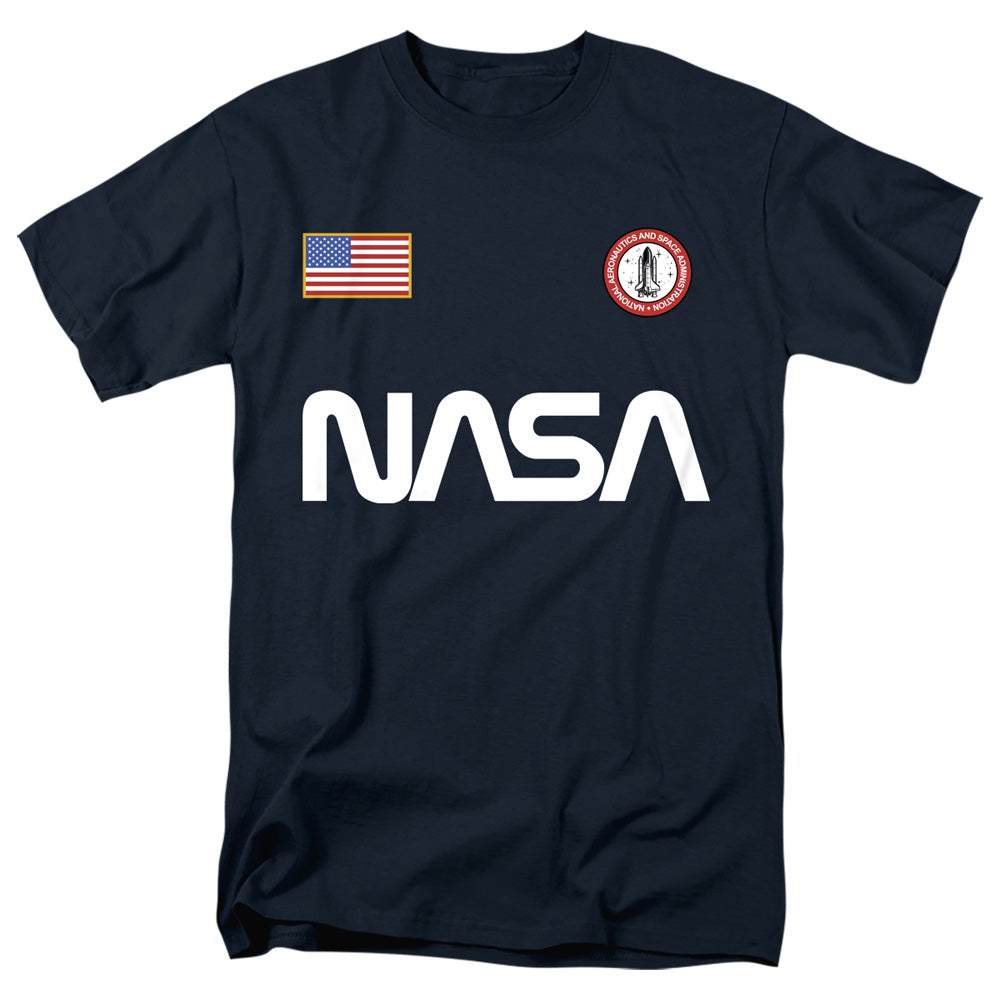 NASA Worm Logo and Flag Navy T-Shirt