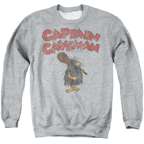 Captain Caveman Distressed Logo Crewneck Sweatshirt