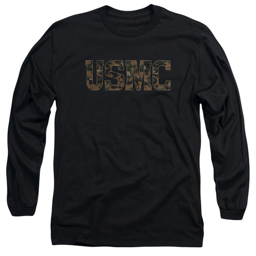 U.S. Marine Corps Camo Fill Black Long Sleeve T-Shirt