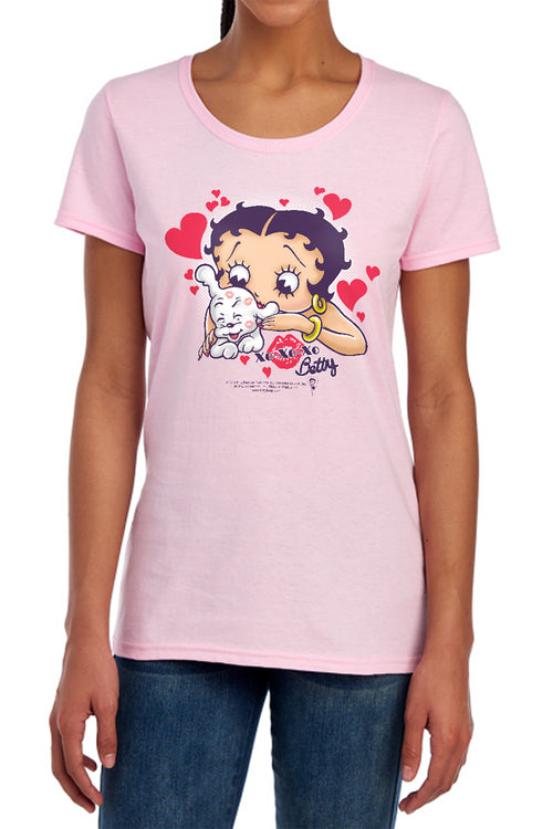 Betty Boop Puppy Love Womens T-Shirt
