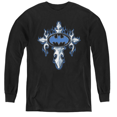 Batman Gothic Steel Logo Youth Long Sleeve T-Shirt