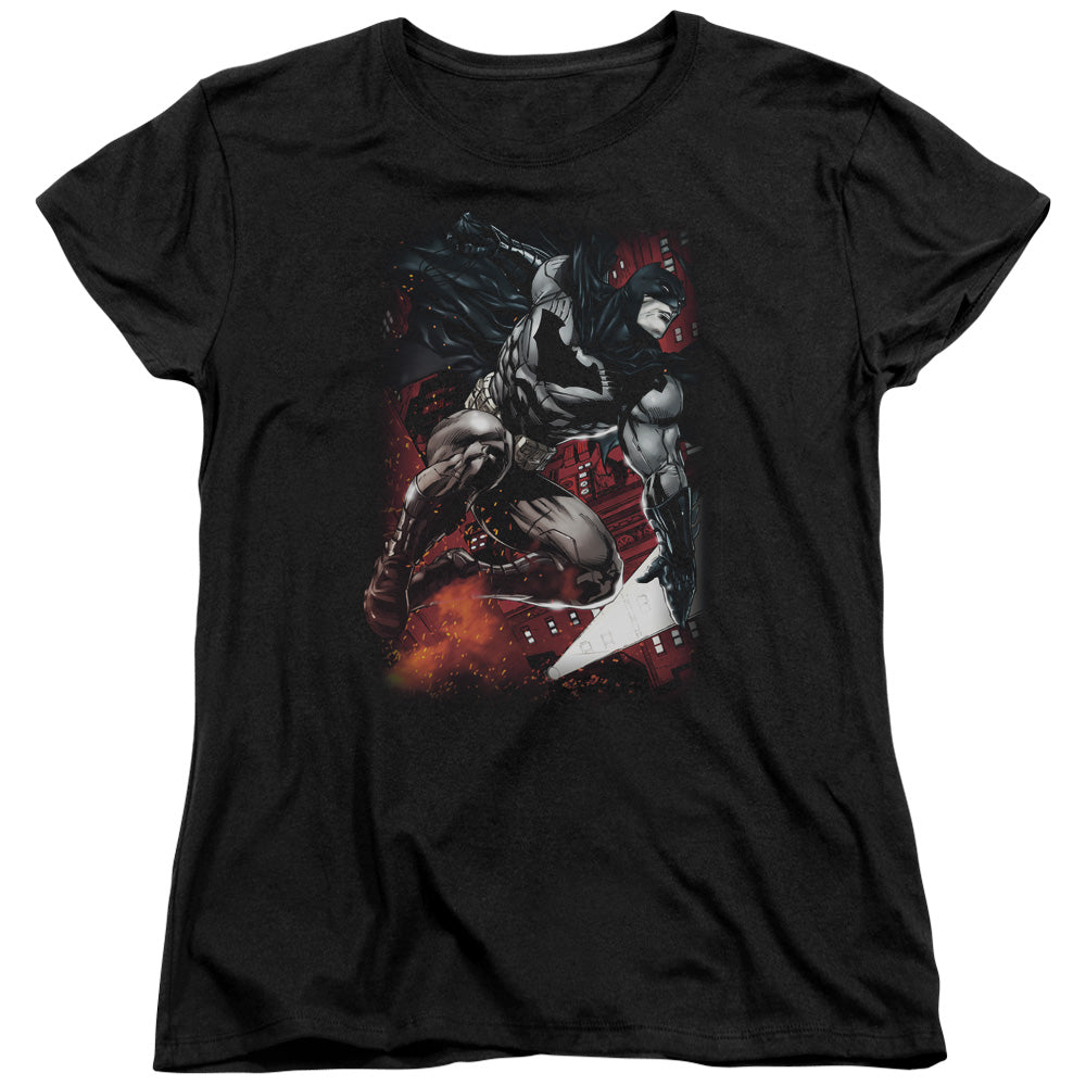 Batman Sparks Leap Womens T-Shirt