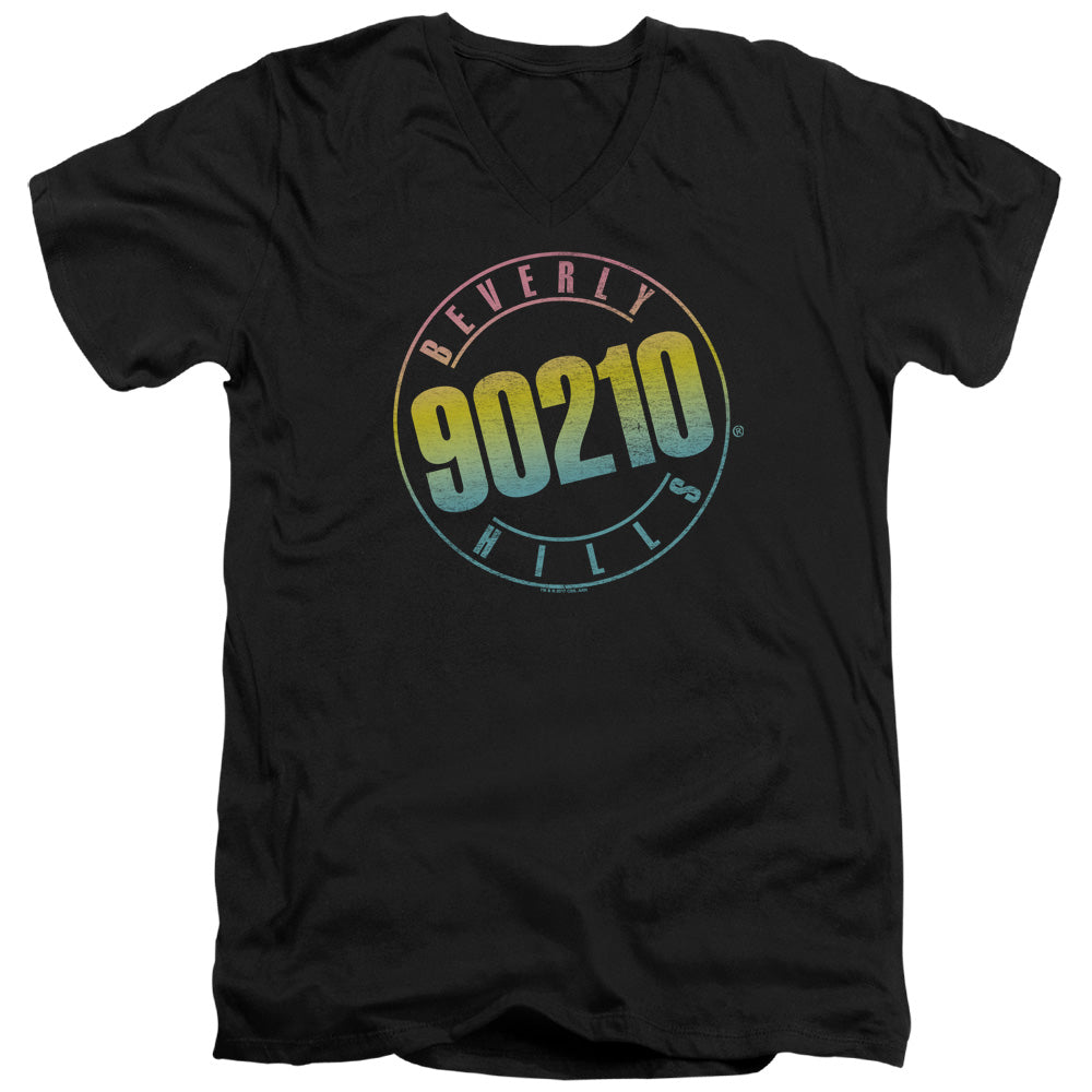 Beverly Hills 90210 Color Blend Logo Black V-Neck T-Shirt