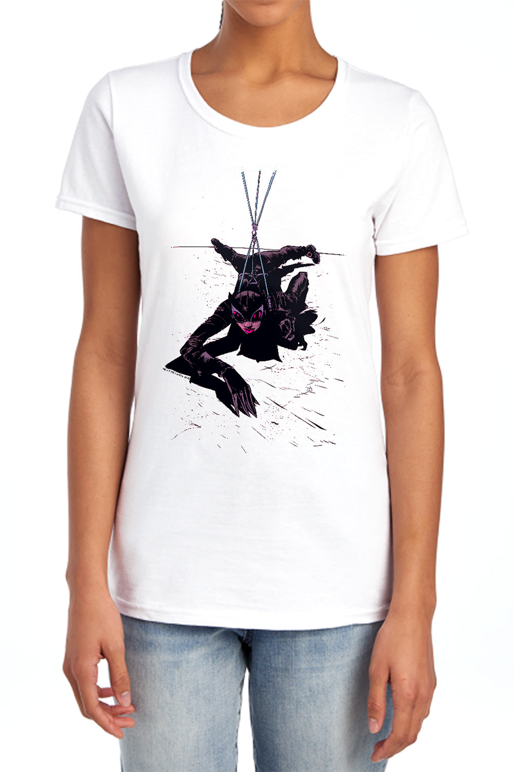 Batman Catwoman Rope Banana Womens T-Shirt