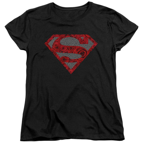 Superman Elephant Rose Shield Womens T-Shirt
