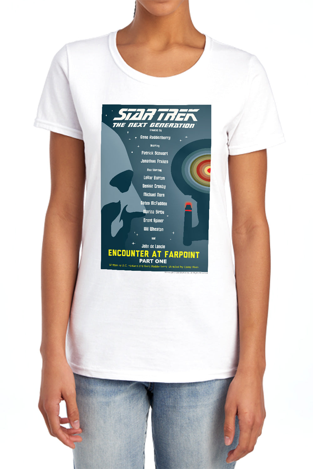 Star Trek Encounter at Farpoint Part One Womens T-Shirt
