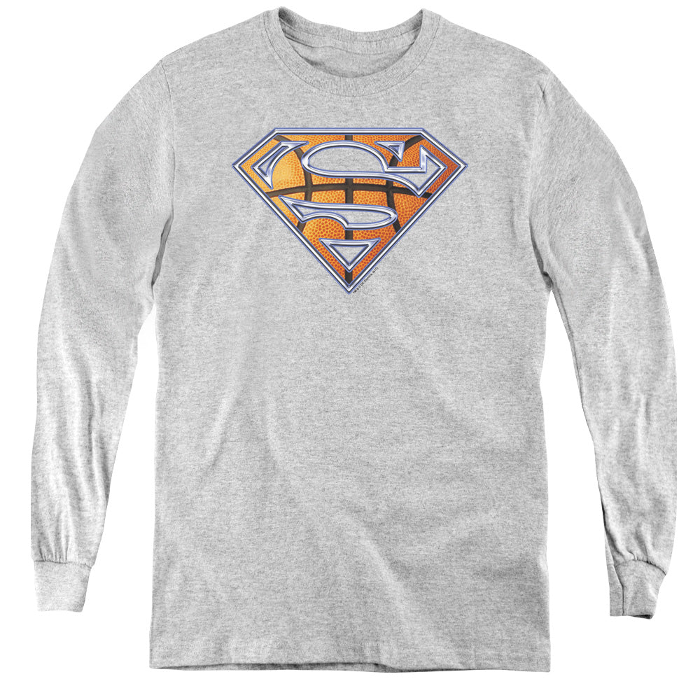 Superman Basketball Shield Youth Long Sleeve T-Shirt