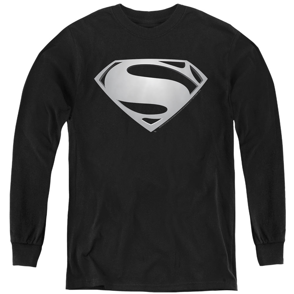 Justice League Superman Black Suit Symbol Youth Long Sleeve T-Shirt