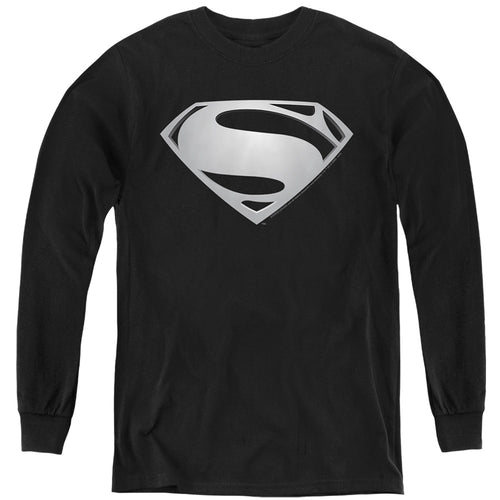Justice League Superman Black Suit Symbol Youth Long Sleeve T-Shirt