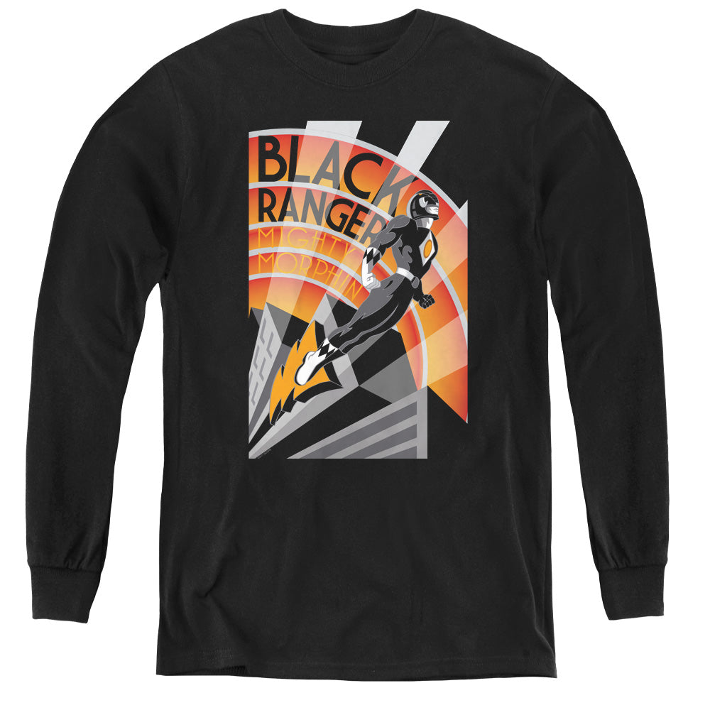 Mighty Morphin Power Rangers Black Ranger Deco Youth Long Sleeve T-Shirt