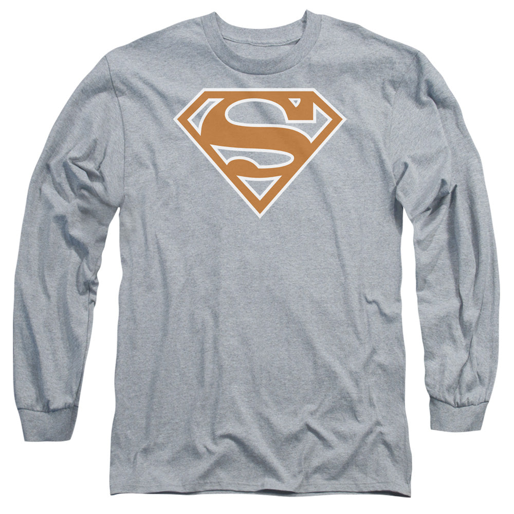 Superman Burnt Orange&white Shield Long Sleeve T-Shirt