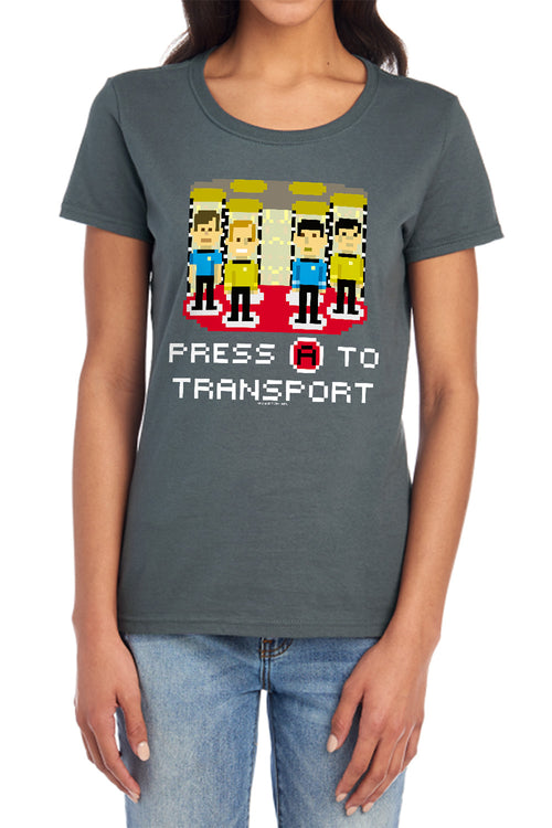 Star Trek Press A to Transport Womens T-Shirt