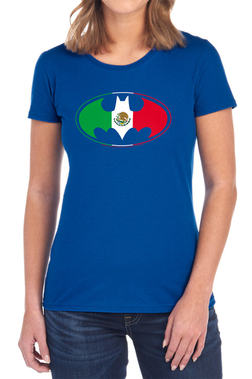 Batman Mexican Flag Shield Womens T-Shirt
