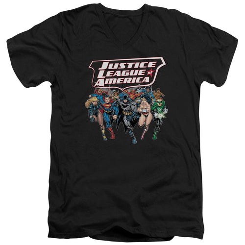 Justice League Charging Justice V-Neck T-Shirt