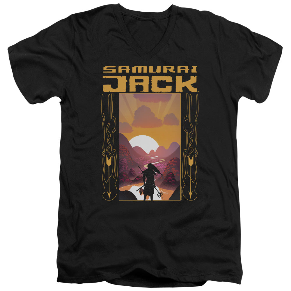 Samurai Jack Sunrise Black V-Neck T-Shirt