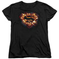 Superman Space Burst Shield Womens T-Shirt