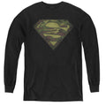 Superman Camo Logo Distressed Youth Long Sleeve T-Shirt