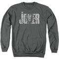 The Batman Joker Text on Gray Crewneck Sweatshirt