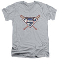 Superman Crossed Bats V-Neck T-Shirt
